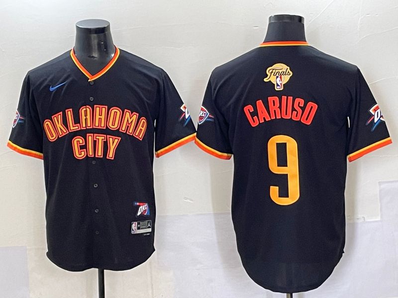 Men 2025 Oklahoma City Thunder #9 Caruso Black Nike Joint Name NBA Jersey style 21